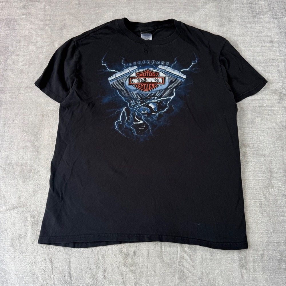 Harley Davidson Shirt Mens Large Black Lightning Engine Rocky's London Canada